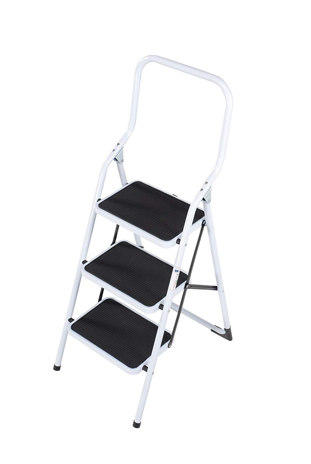 HIGHRAIL-S Steel Safety Step Stool - 3 Tread