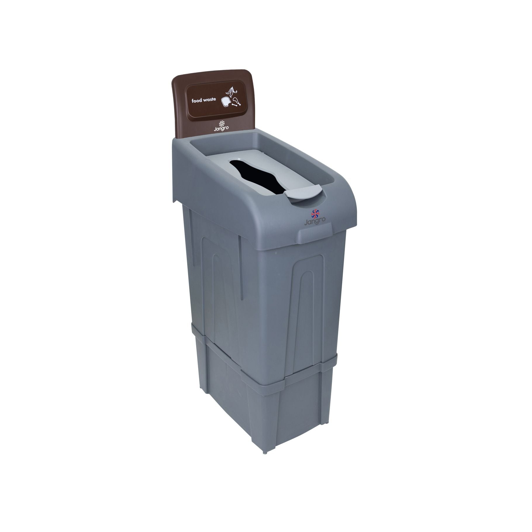 Jangro Grey 80L Recycling Bin with Food Waste Back Panel