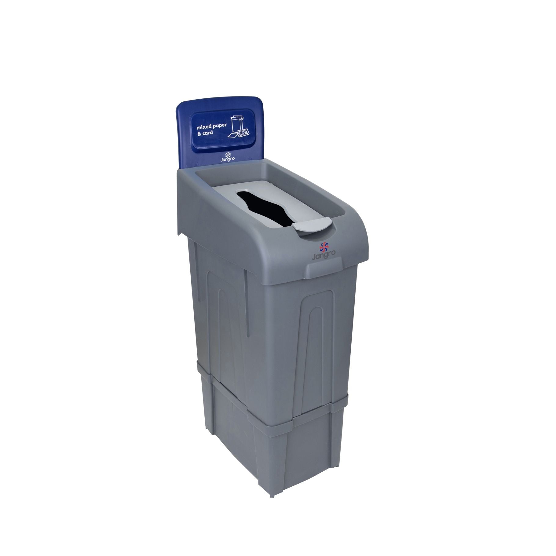 Jangro Grey 80L Recycling Bin with Mixed Paper and Card Back Panel