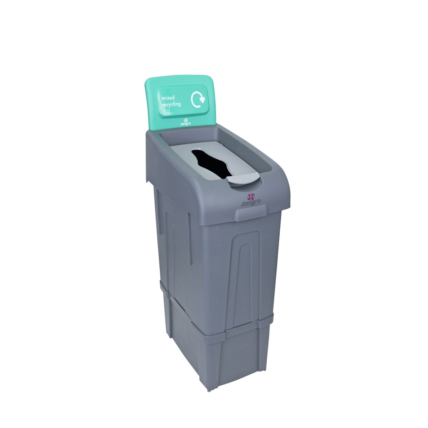 Jangro Grey 80L Recycling Bin with Mixed Recycling Back Panel