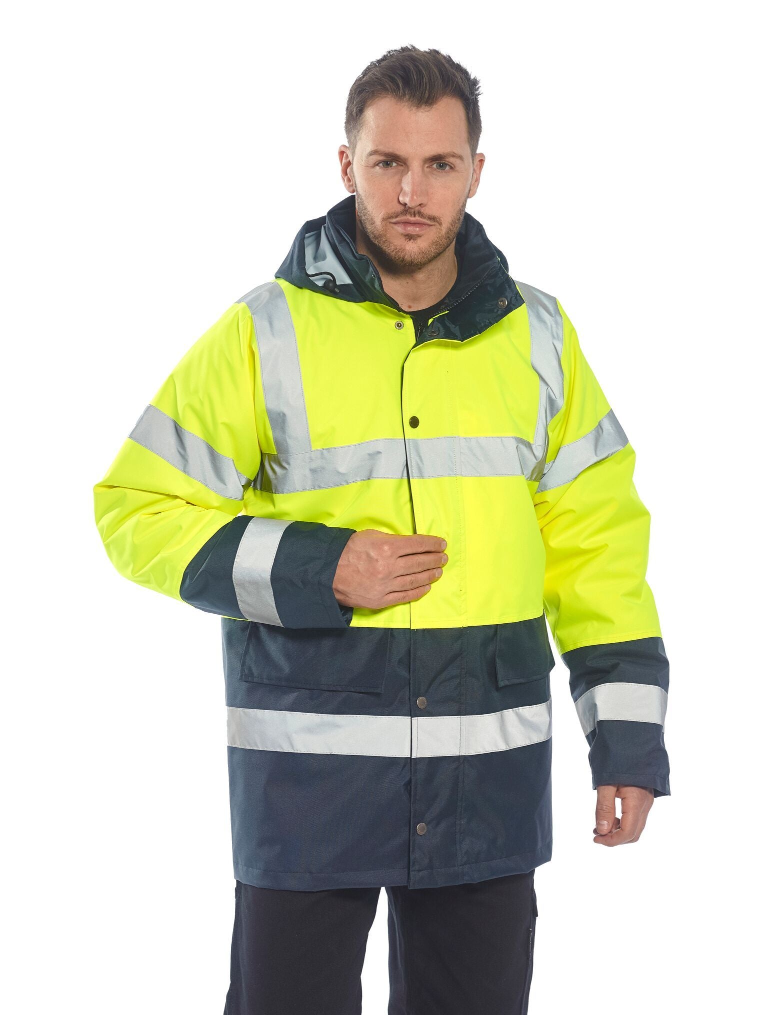 Hi-Vis Contrast Winter Traffic Jacket - XL - Yellow / Navy
