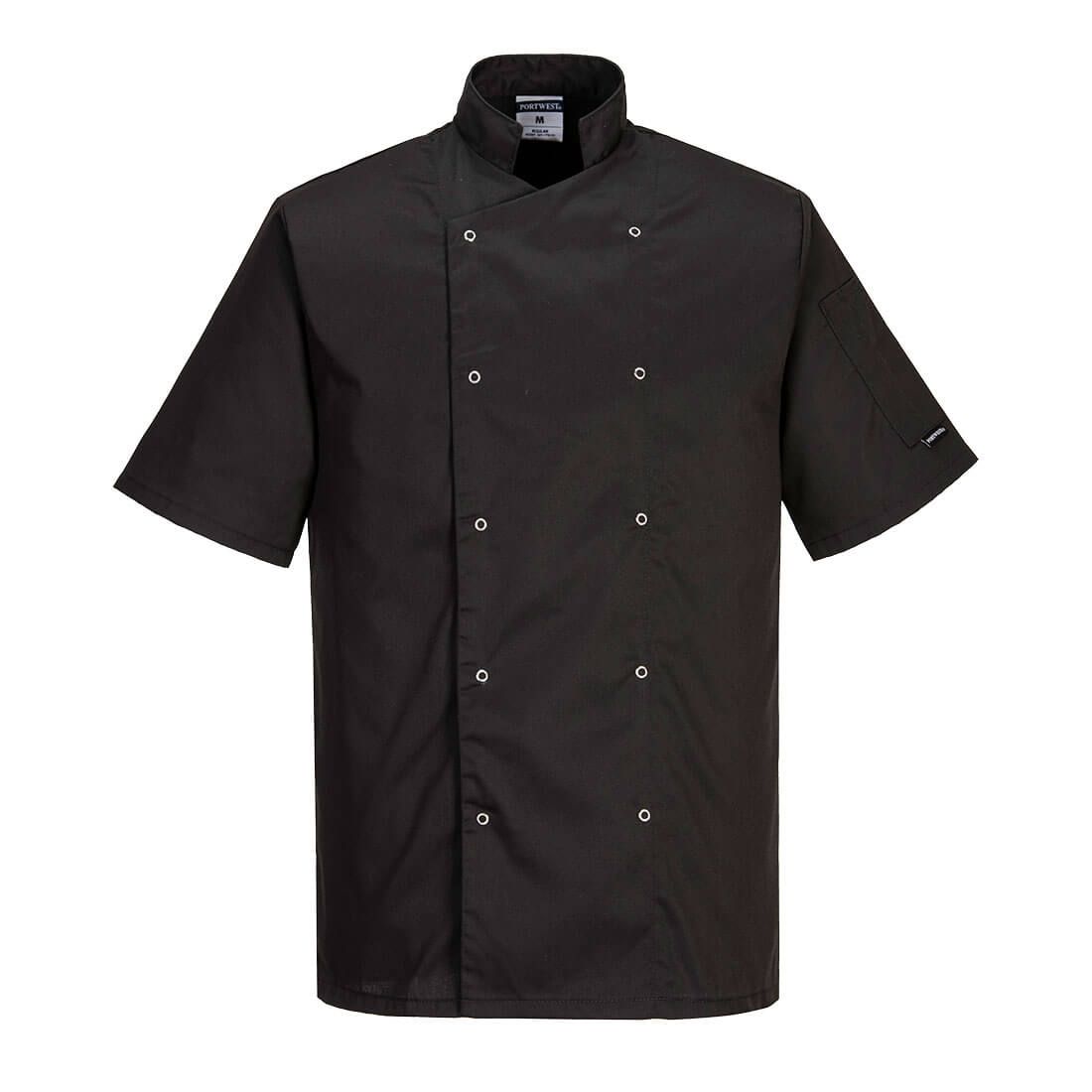 Suffolk Chef's Short Sleeve Jacket - XL - Black