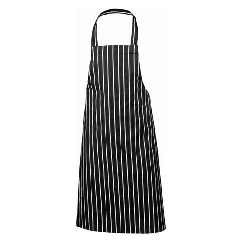 Butchers Stripe Bib Apron - Black