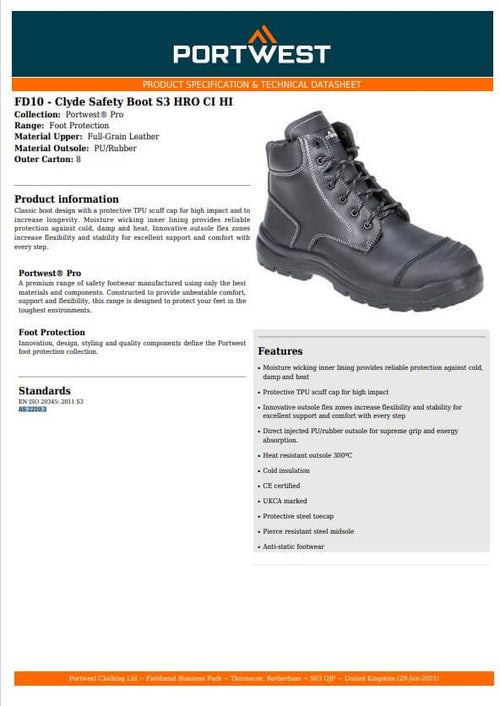 Clyde Safety Boots - 9 - Black