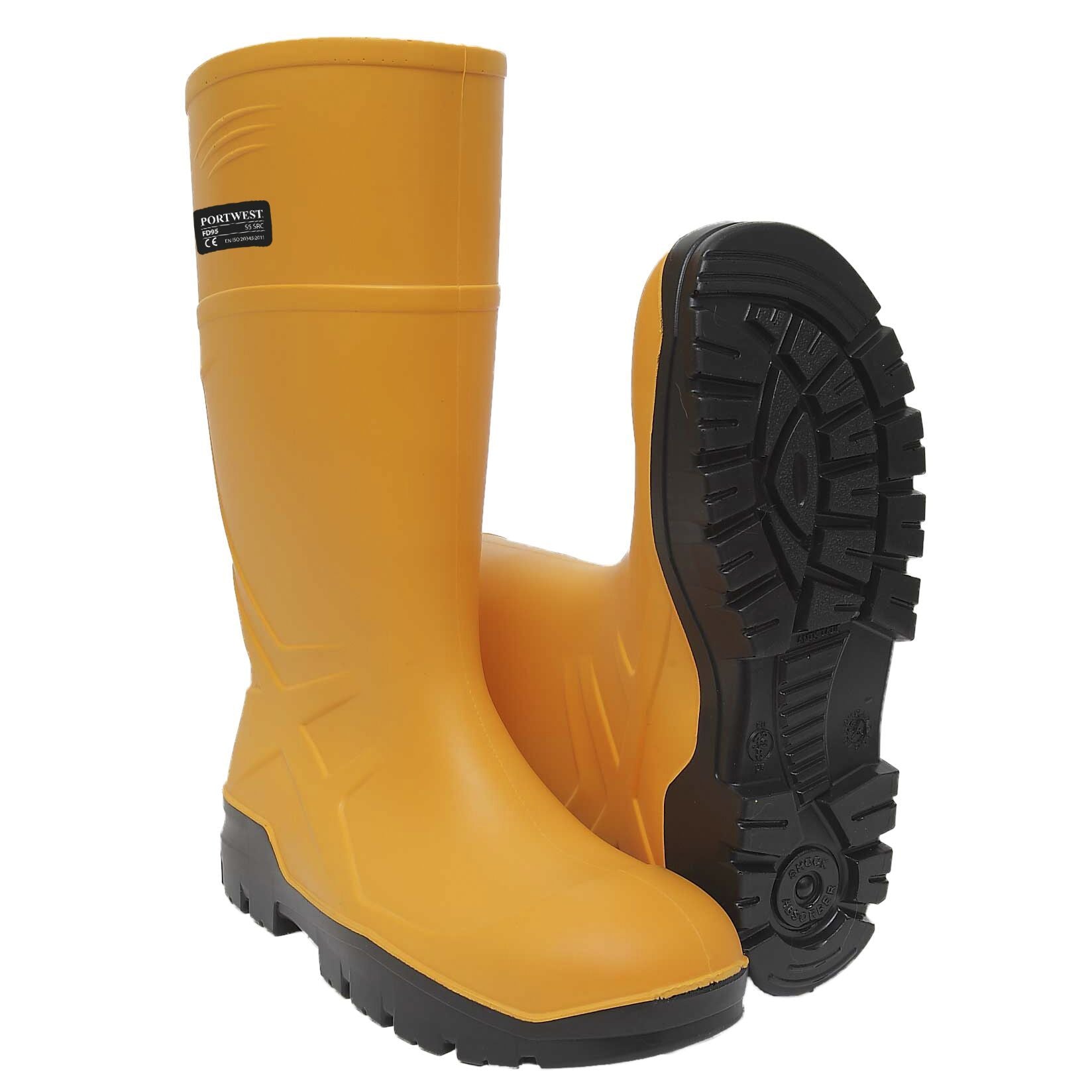 PU Safety Wellington Boots - 12 - Yellow