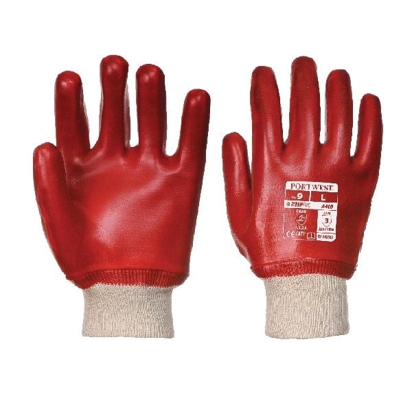 PVC Knitwrist Gloves - 11 / 2XL - Red