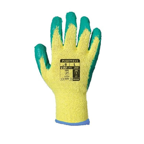 Classic Latex Grip Gloves - 10 / XL - Yellow / Green