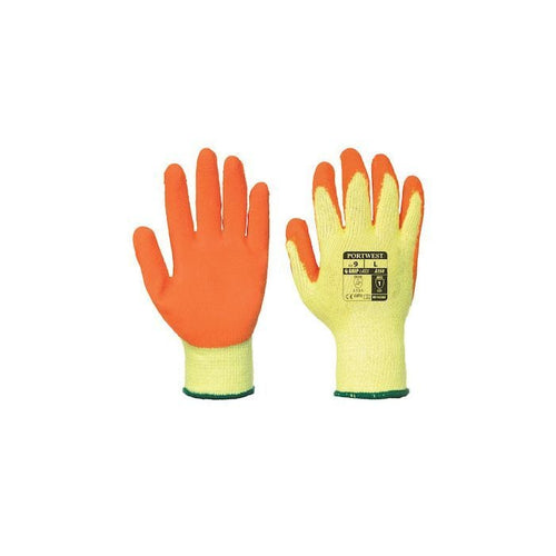 Classic Latex Grip Gloves - 10 / XL - Yellow / Orange