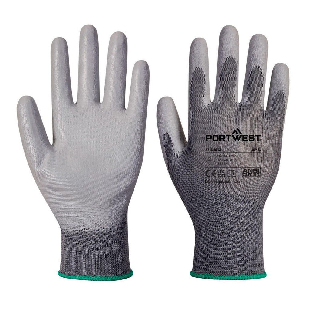 PU Palm Gloves - 10 / XL - Grey