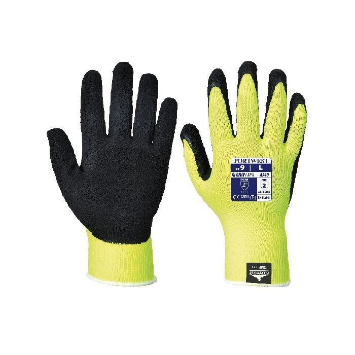 Hi-Vis Grip Gloves - 8 / M - Yellow / Black
