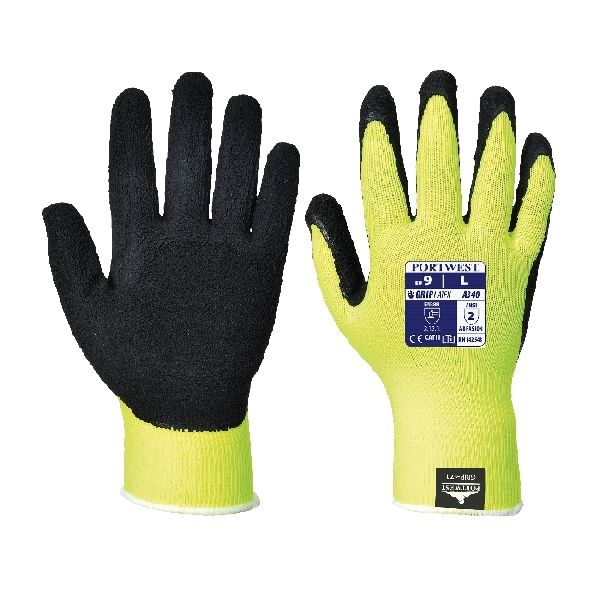 Hi-Vis Grip Gloves - 7 / S - Yellow / Black