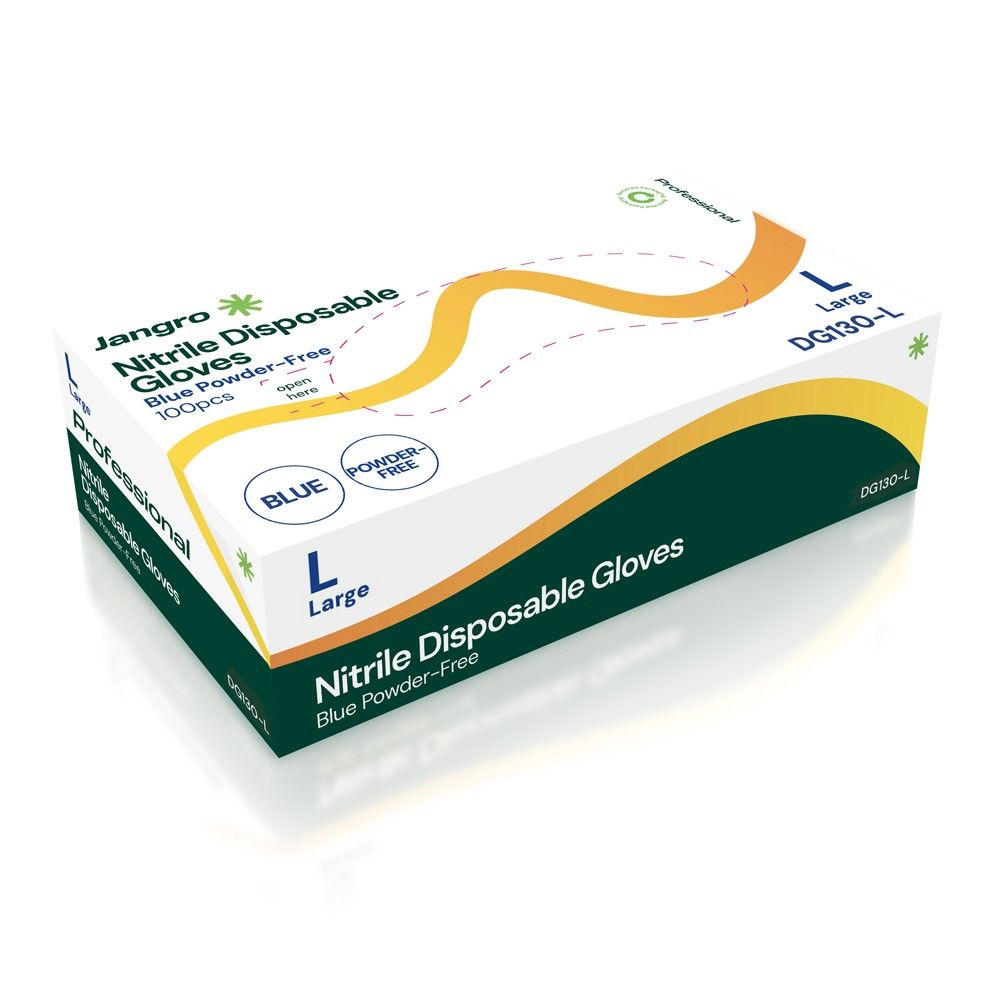 Professional Nitrile Disposable Gloves, Powder Free, Blue - L