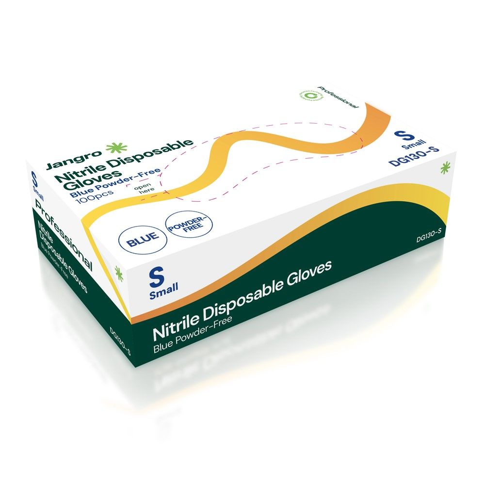 Professional Nitrile Disposable Gloves, Powder Free, Blue - S