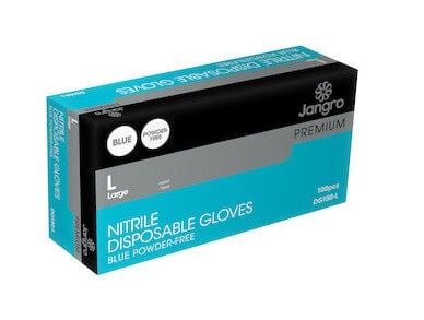 Jangro Premium Nitrile Disposable Powder Free Gloves - Large - Blue
