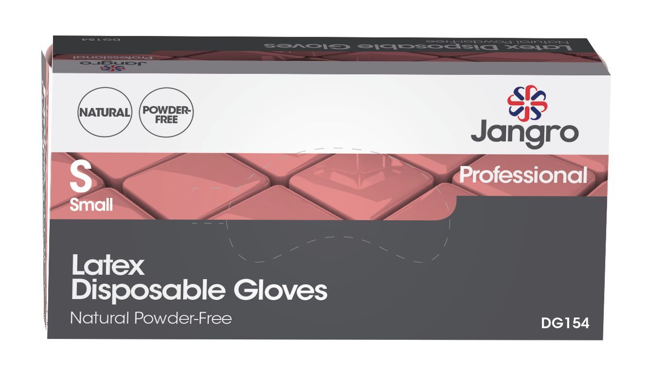 Jangro Disposable Powder Free Latex Gloves - Small - Natural