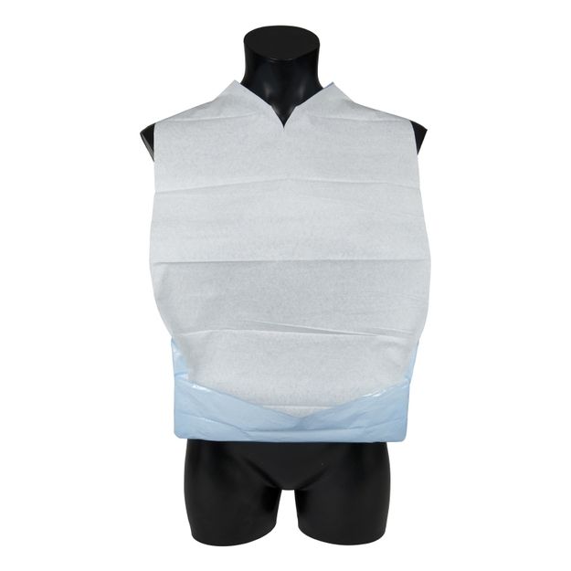 Disposable Adult 2 Ply Reversible Pocket Bib - Blue