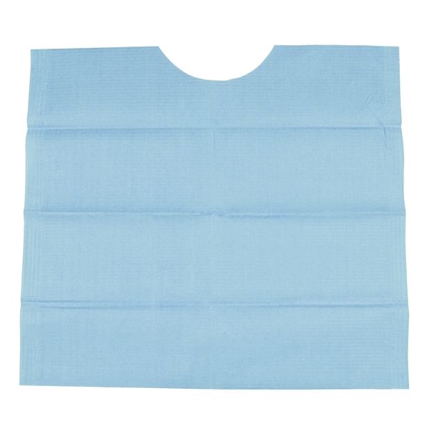Disposable Dental 3 Ply Bib - Blue