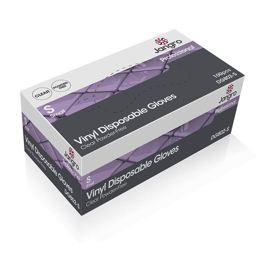Jangro Professional Disposable Powder Free Vinyl Gloves - Small - Clear