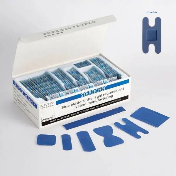 Sterochef Blue Detectable Plasters - Knuckle