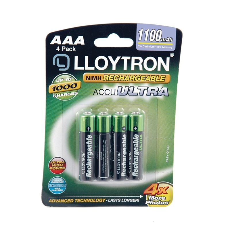 Lloytron Rechargeable Alkaline Batteries - 4 Pack - AAA