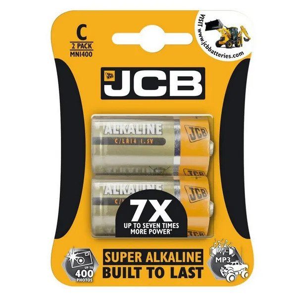 JCB Super Alkaline Batteries - 2 Pack - C