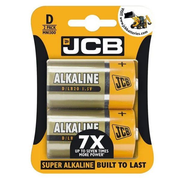 JCB Super Alkaline Batteries - 2 Pack - D