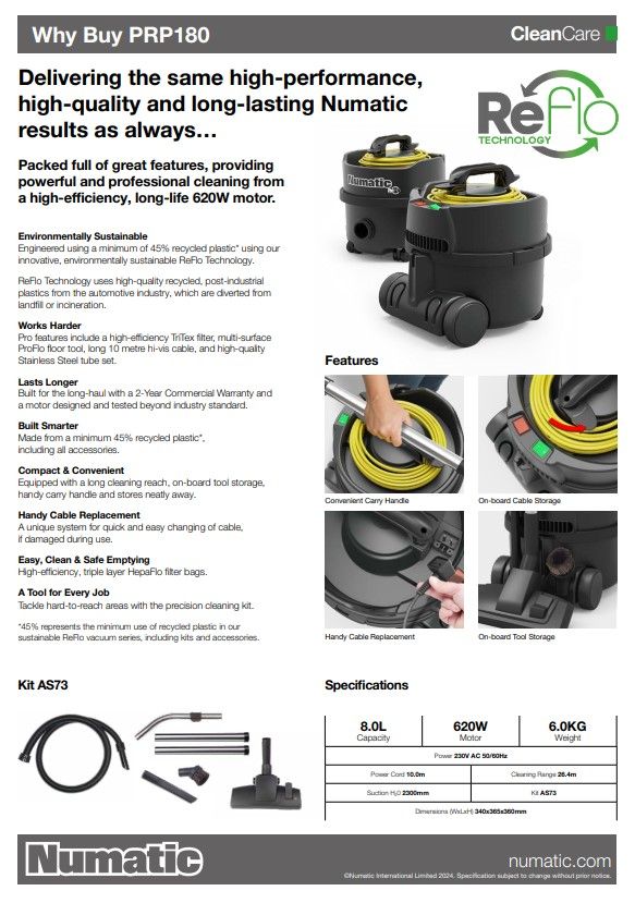Numatic Reflo Logo PRP.180-11 -BLACK.V16.KIT.