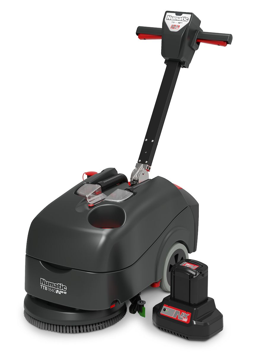 Numatic TTB1840NX-R Cordless Compact Scrubber Dryer with one battery
