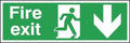 Fire Exit Sign - Self Adhesive - Arrow Down