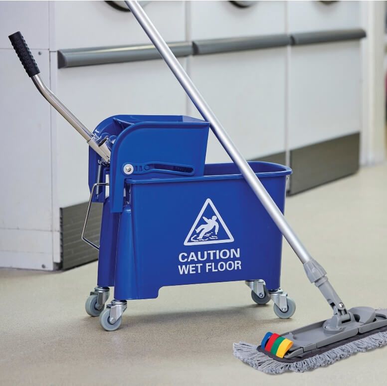 Microspeedy Flat Mop Bucket / Wringer System - Blue