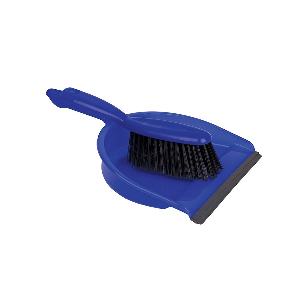 Stiff Dustpan and Brush Set - Blue