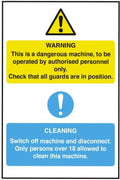 Dangerous Machine Warning / Cleaning Guide Vinyl Sticker