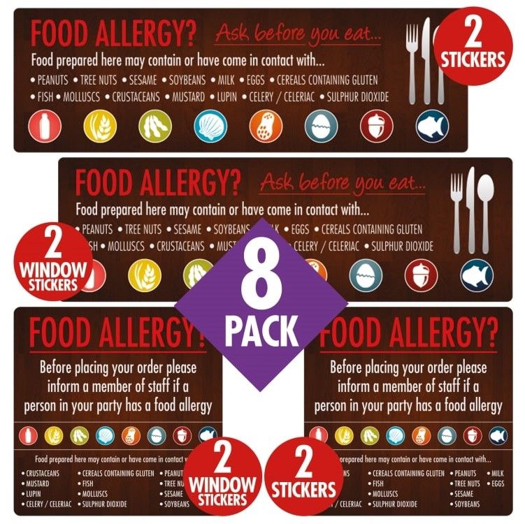 Food Allergy Awareness Catering Sign Pack - 8 Signs