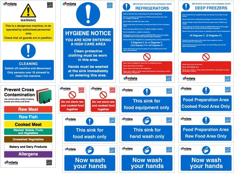 Catering Health and Safety Sign Pack - 15 Signs and Info Sheet