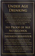 Under Age Drinking Rigid Sign - Rounded Corners - Black / Gold