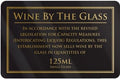 Wine By The Glass Rigid Sign - Rounded Corners - 125ml - Black / Gold