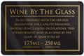 Wine By The Glass Rigid Sign - Rounded Corners - 125ml / 175ml / 250ml - Black / Gold