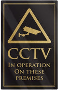 CCTV In Operation Rigid Sign - Rounded Corners - Black / Gold﻿