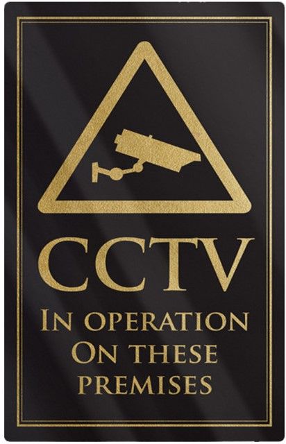 CCTV In Operation Rigid Sign - Rounded Corners - Black / Gold﻿