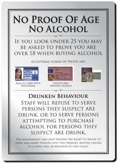 Under Age Drinking Rigid Sign - Rounded Corners - Silver / Black