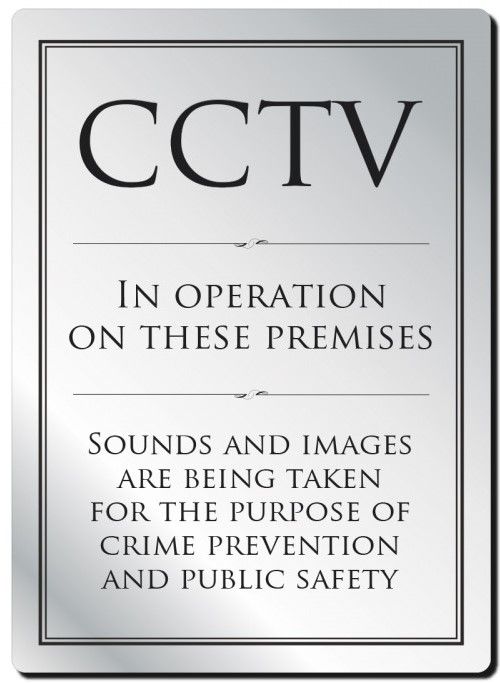 CCTV In Operation Rigid Sign - Rounded Corners - Silver / Black