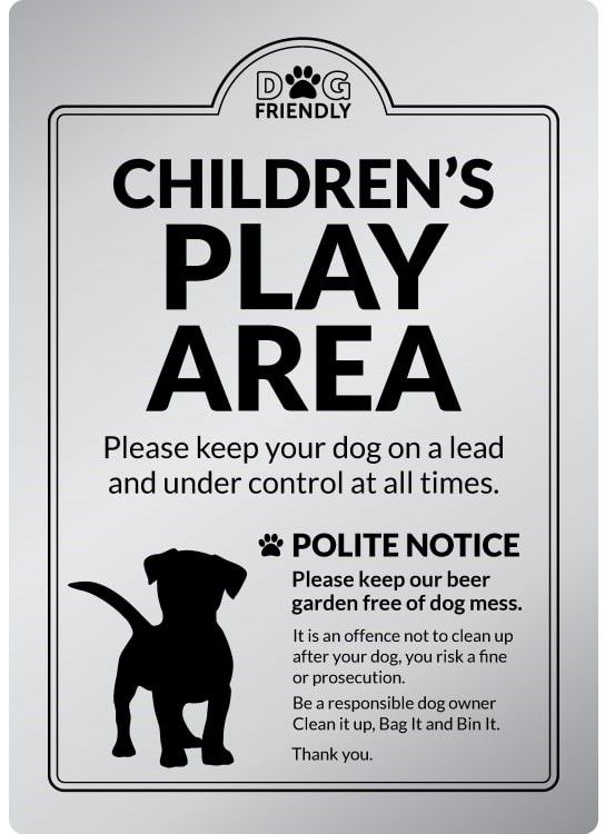 Dog Friendly Children's Play Area Rigid Sign - Silver
