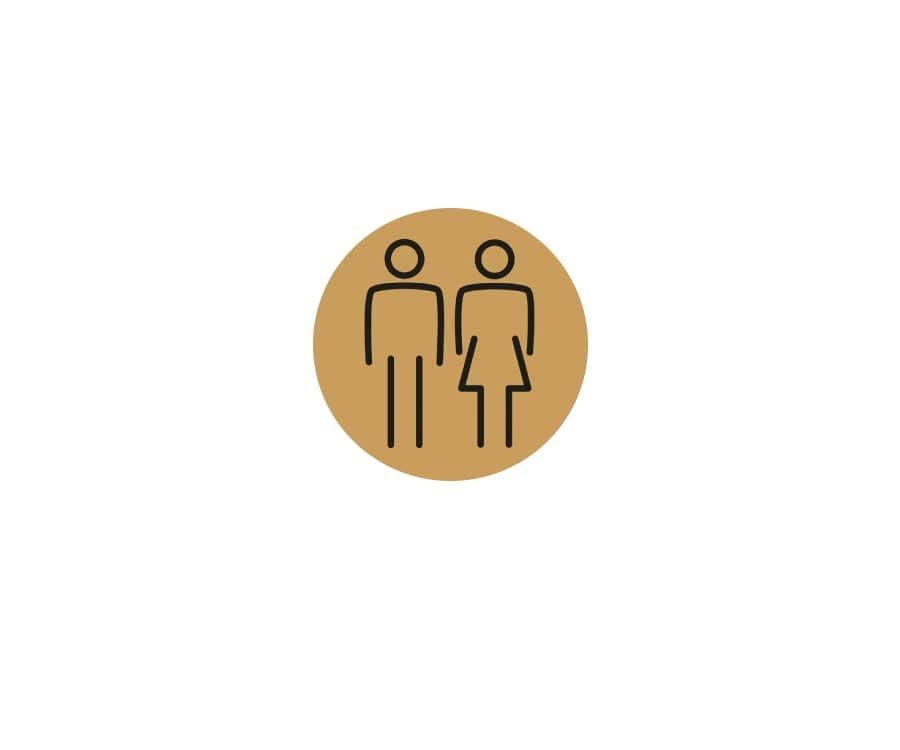 Ladies / Gents Toilet Door Sign - 150mm - Gold