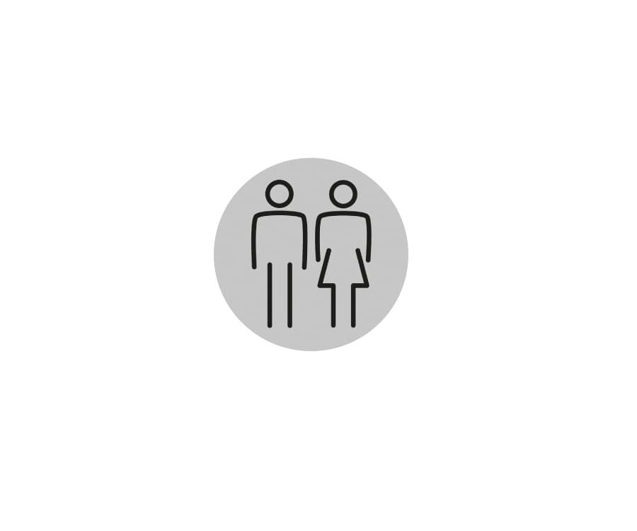 Ladies / Gents Toilet Door Sign - 150mm - Silver
