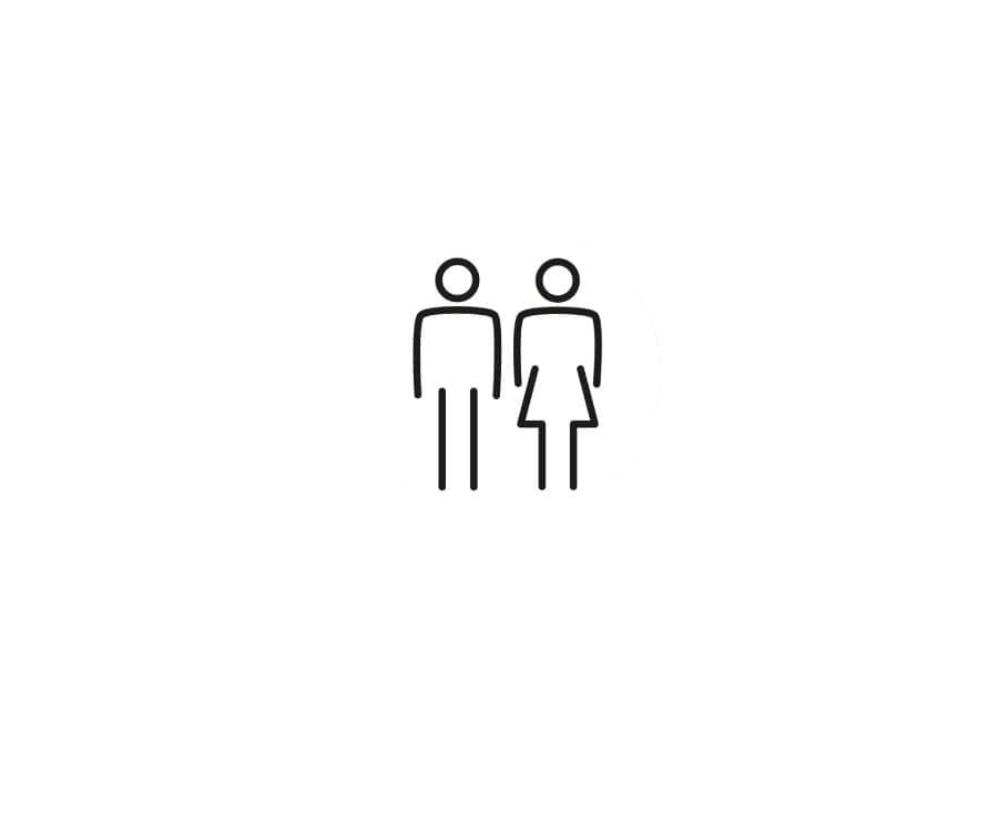 Ladies / Gents Toilet Door Sign - 150mm - White