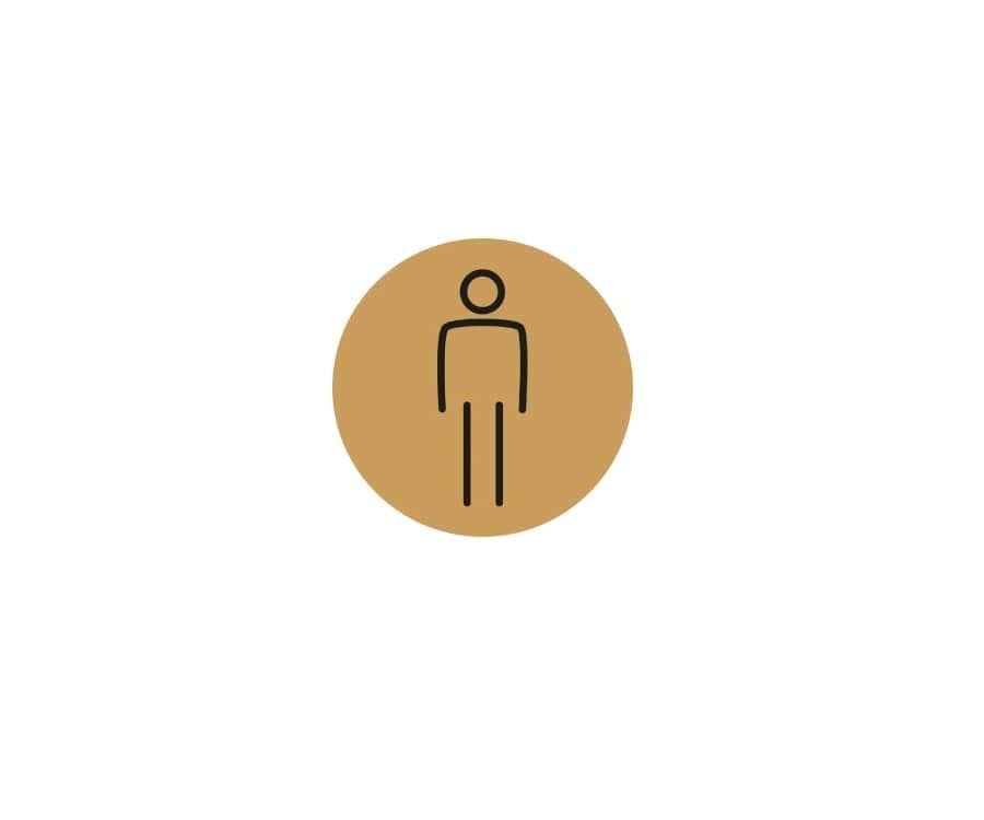 Gents Toilet Door Sign - 150mm - Gold