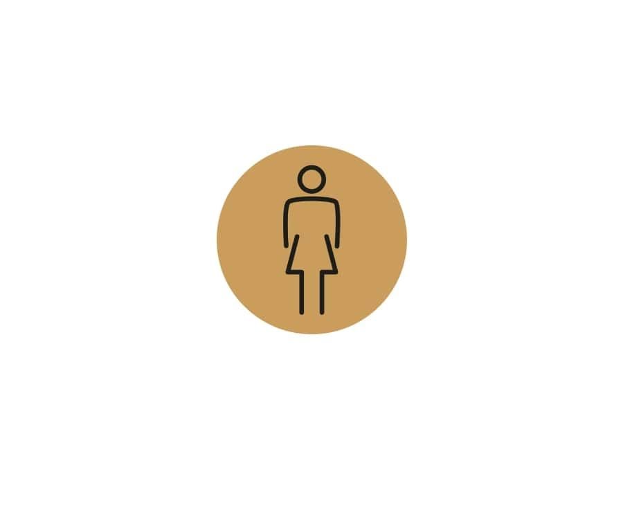 Ladies Toilet Door Sign - 150mm - Gold