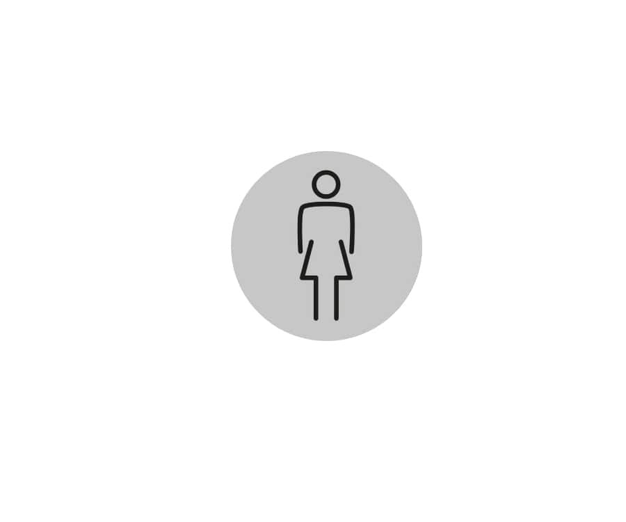 Ladies Toilet Door Sign - 150mm - Silver