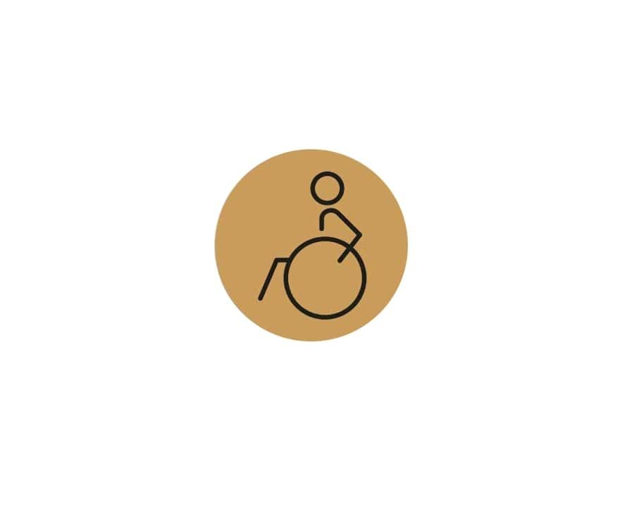 Disabled Toilet Door Sign (Left) - 150mm - Gold