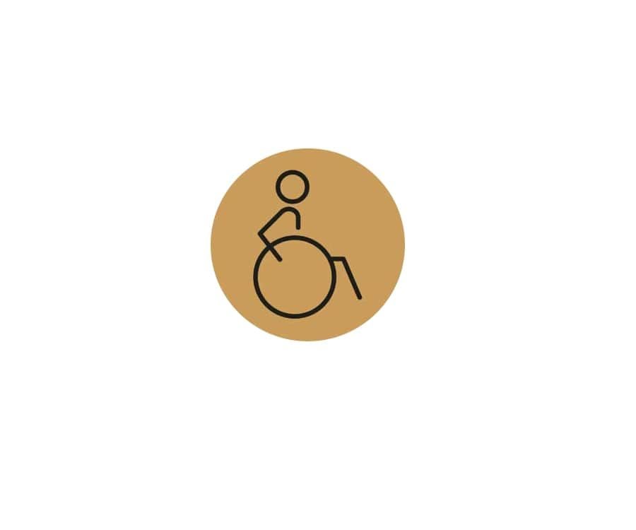 Disabled Toilet Door Sign (Right) - 150mm - Gold